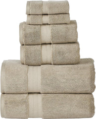 Senses By Riba 2 Bath + 2 Hand & 2 Wash Cloth Towel 1800 Gsm | All Cotton Premium Hotel & Spa Quality, Highly Absorbent Towel (Taupe) - 6 Piece