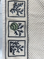 Senses By Riba All Cotton 550 Gsm Embroidered Bath Towel Set | Quick Drying, Highly Absorbant | Pack Of 4-2pcs Bath + 2pcs Hand Towels | Ivory (Style 5)