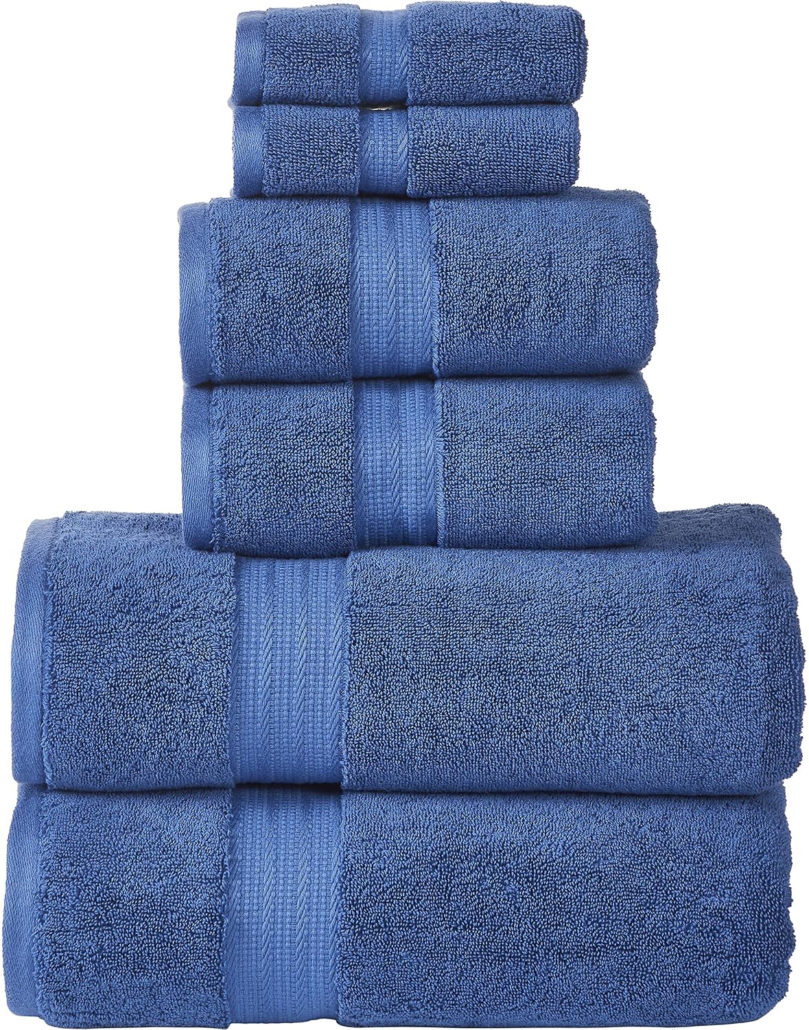 Senses By Riba 2 Bath + 2 Hand & 2 Wash Cloth Towel 1800 Gsm | All Cotton Premium Hotel & Spa Quality, Highly Absorbent Towel (Navy Blue) - 6 Piece