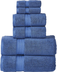 Senses By Riba 2 Bath + 2 Hand & 2 Wash Cloth Towel 1800 Gsm | All Cotton Premium Hotel & Spa Quality, Highly Absorbent Towel (Navy Blue) - 6 Piece