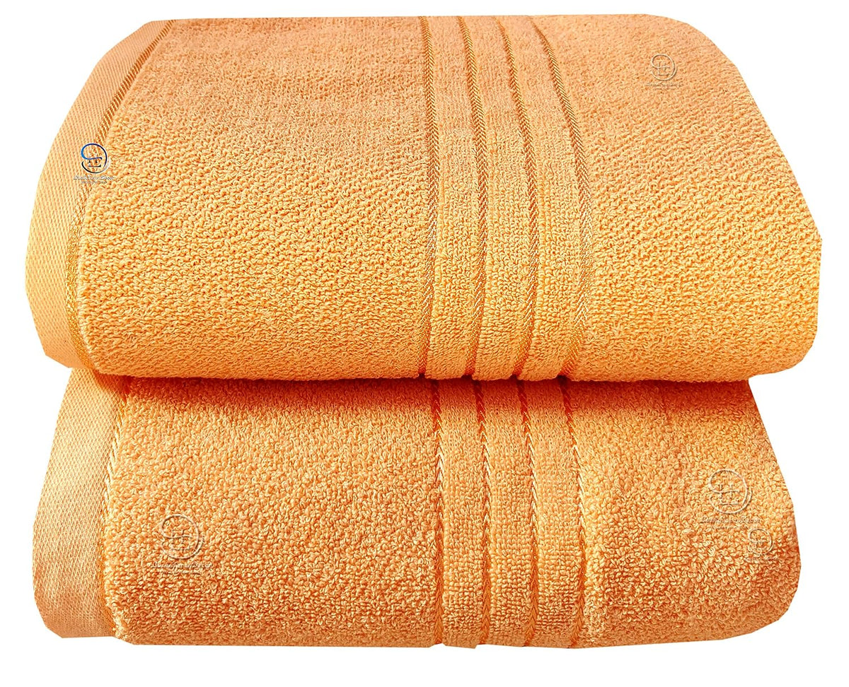 Lush Haven Decor Extra Large Big Men Bath Towel 1000 Gsm | 100% Pure Cotton Full Size Xxxl Ultra Soft, Absorbent & Quick Dry Towel (Peach) - Pack Of 2