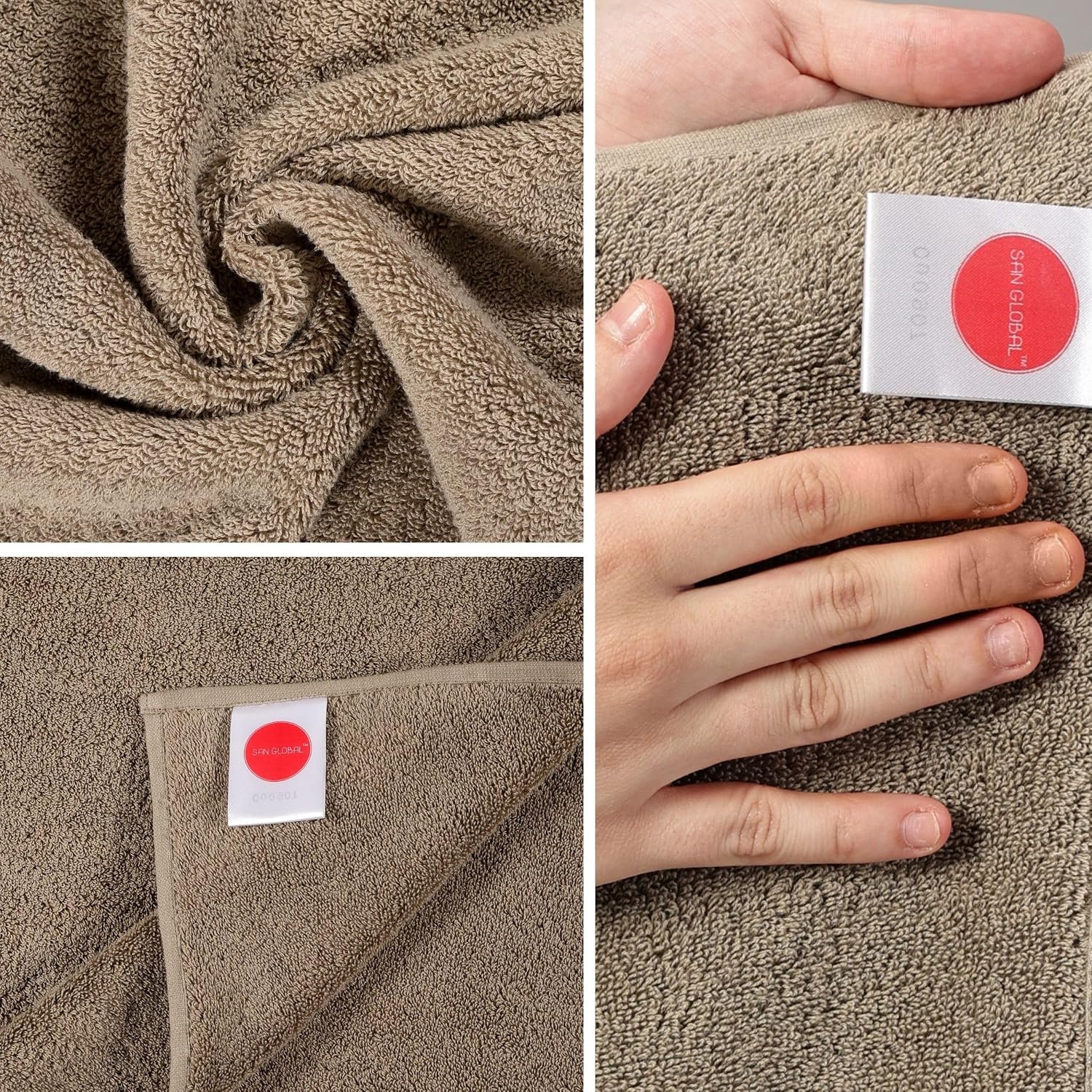 Sanglobal 100% Cotton Premium Soft Bath Towel & Hand Towel 800 Gsm (Light Brown) - Pack Of 2
