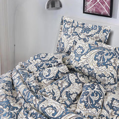Cotton Elastic Fitted Printed Queen Size Double Bed Bedsheet With 2 Pillow Cover | 60 X 78 Inches, Blue - Soft Touch, Wrinkle Resistant, Skin Friendly