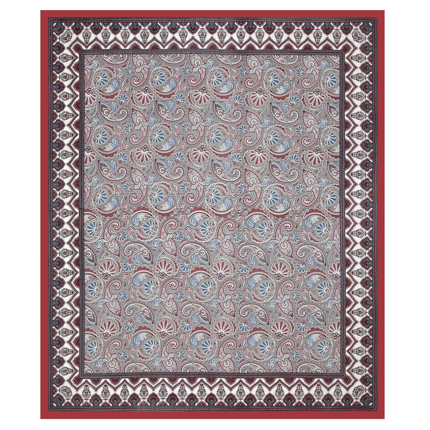 Printed Cotton Double Bedsheet For King Size With 2 Pillow Covers (95 X 108 Inches) Red & Grey | 240 Thread Count - Pure Cotton Natural Fabric & Skin-Safe | Extra Soft & Wrinkle Free