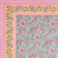 1 Queen Size Bedsheet For Double Bed With 2 Pillow Covers (90 X 108 Inches) Sky Blue & Pink | Beautiful Printed Designs - Breathable 100% Cotton Bedsheet Comfortable