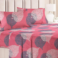 Printed 1 Double Bedsheet With 2 Pillow Covers - 86 X 88 Inches, Pink & White | Soft Brushed Microfiber Breathable & Wrinkle Free | Long Lasting Comforting Touch Skin