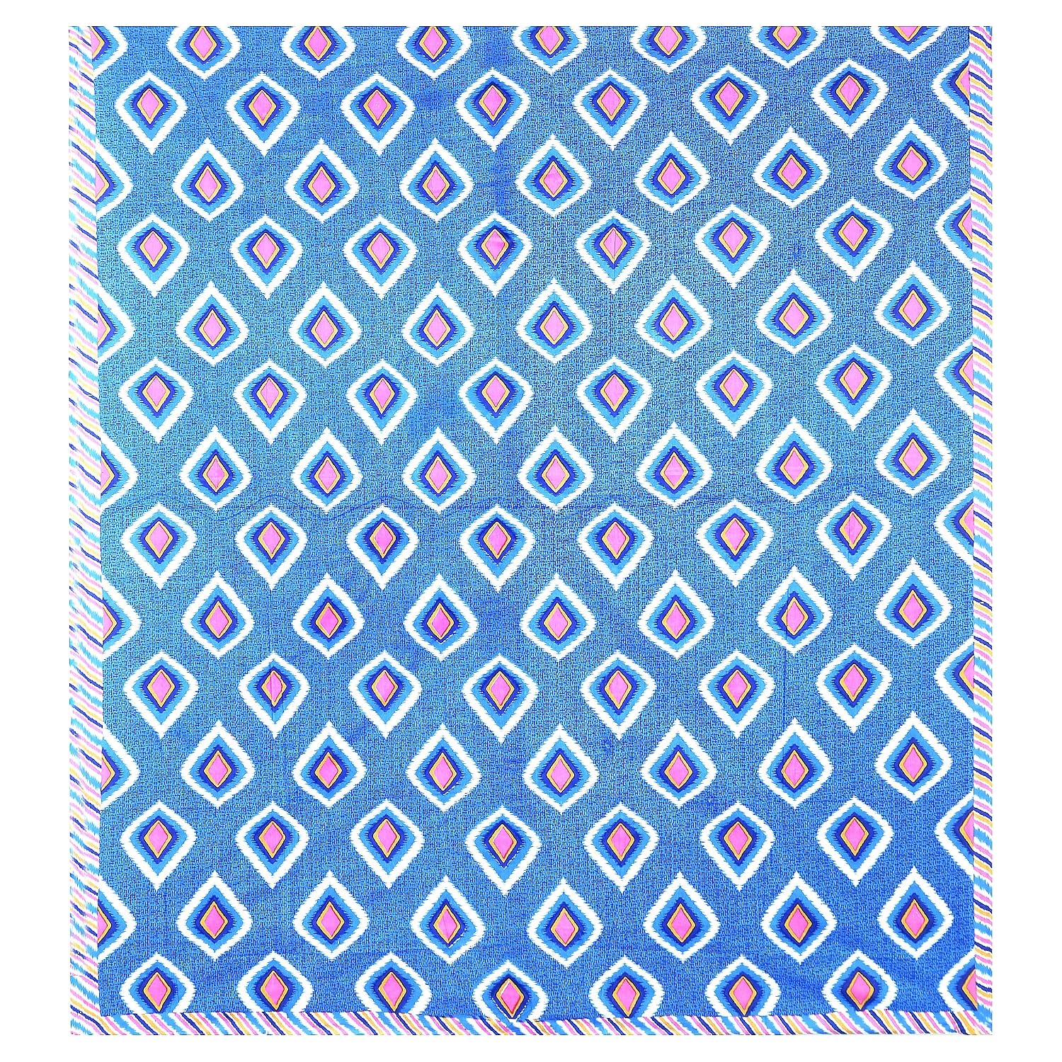 Cotton Double Bedsheet For King Size With Two Matching Pillow Covers - 90 X 100 Inches, Blue & Pink | Super Soft Breathable & Wrinkle Free