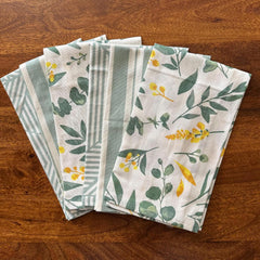 Oak & Lily 100% Cotton Kitchen Napkins Dish Towels 450 Gsm | Premium European Quality Washable, Large Size Kitchen Cloth For Roti, Cleaning, Drying | Sage Green (Set Of 6)