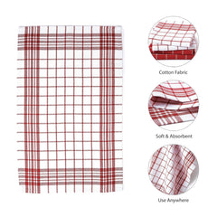 Encasa Xo Kitchen Towels Dish Cloths Sets 300 Gsm | Highly Absorbent Cotton Terry Towels Multipurpose For Washing Dishes & Cleaning Towel | Pack Of 4 (Red Non-Terry)