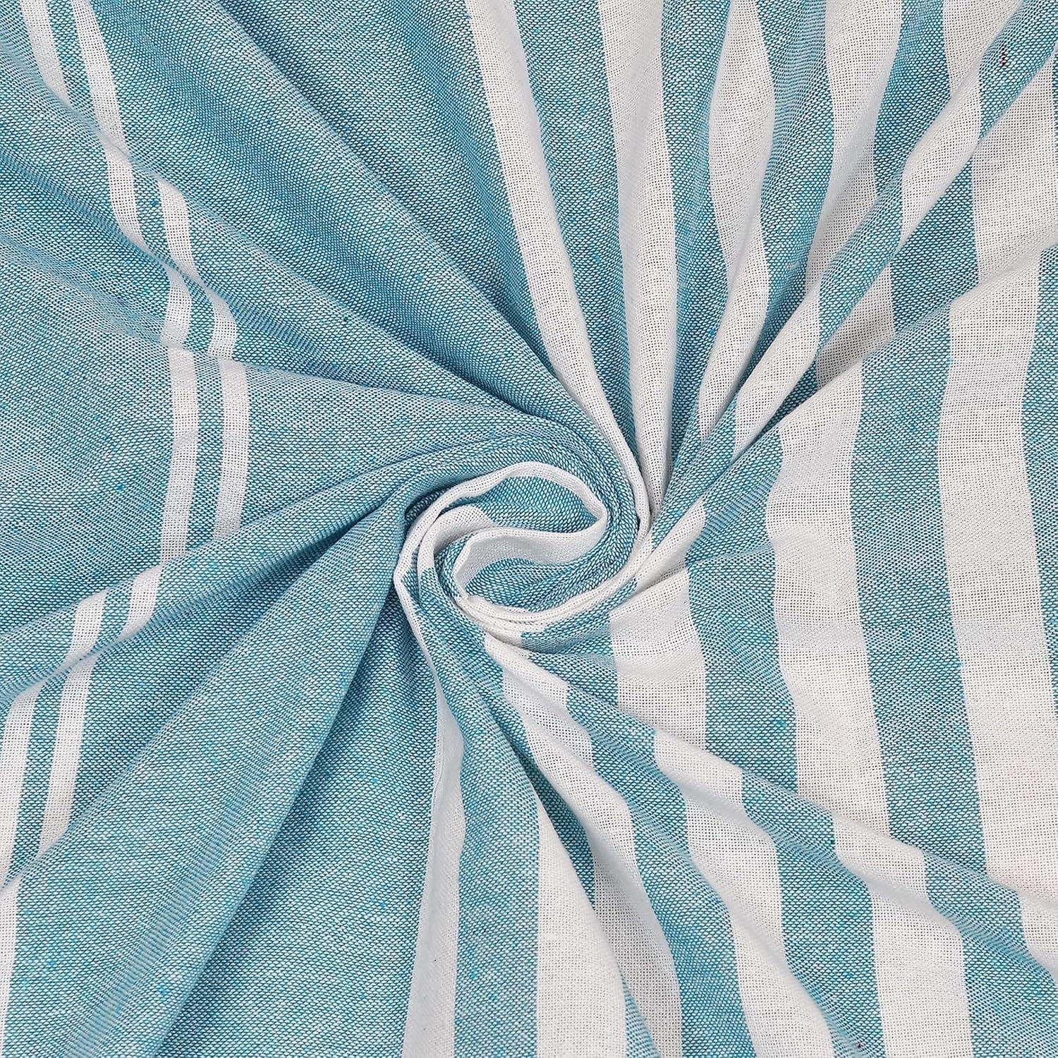 210 TC Double Bedsheet With Two Pillow Cover - Queen Size 90 X 100 Inches, White & Sky Blue | Handloom Cotton Bedsheets For Double Bed | All Season Comfort
