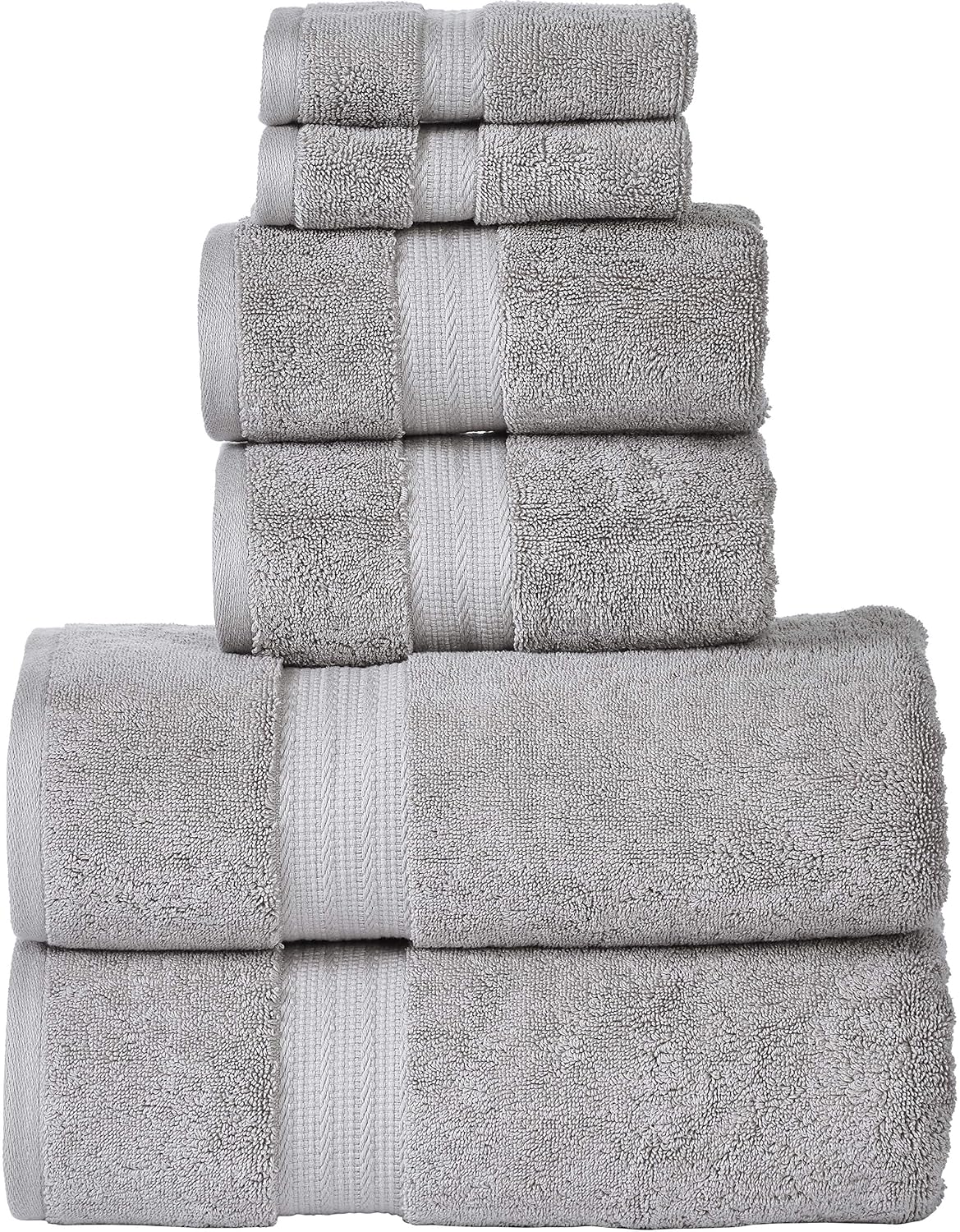 Senses By Riba 2 Bath + 2 Hand & 2 Wash Cloth Towel 1800 Gsm | All Cotton Premium Hotel & Spa Quality, Highly Absorbent Towel (Grey) - 6 Piece