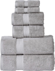 Senses By Riba 2 Bath + 2 Hand & 2 Wash Cloth Towel 1800 Gsm | All Cotton Premium Hotel & Spa Quality, Highly Absorbent Towel (Grey) - 6 Piece