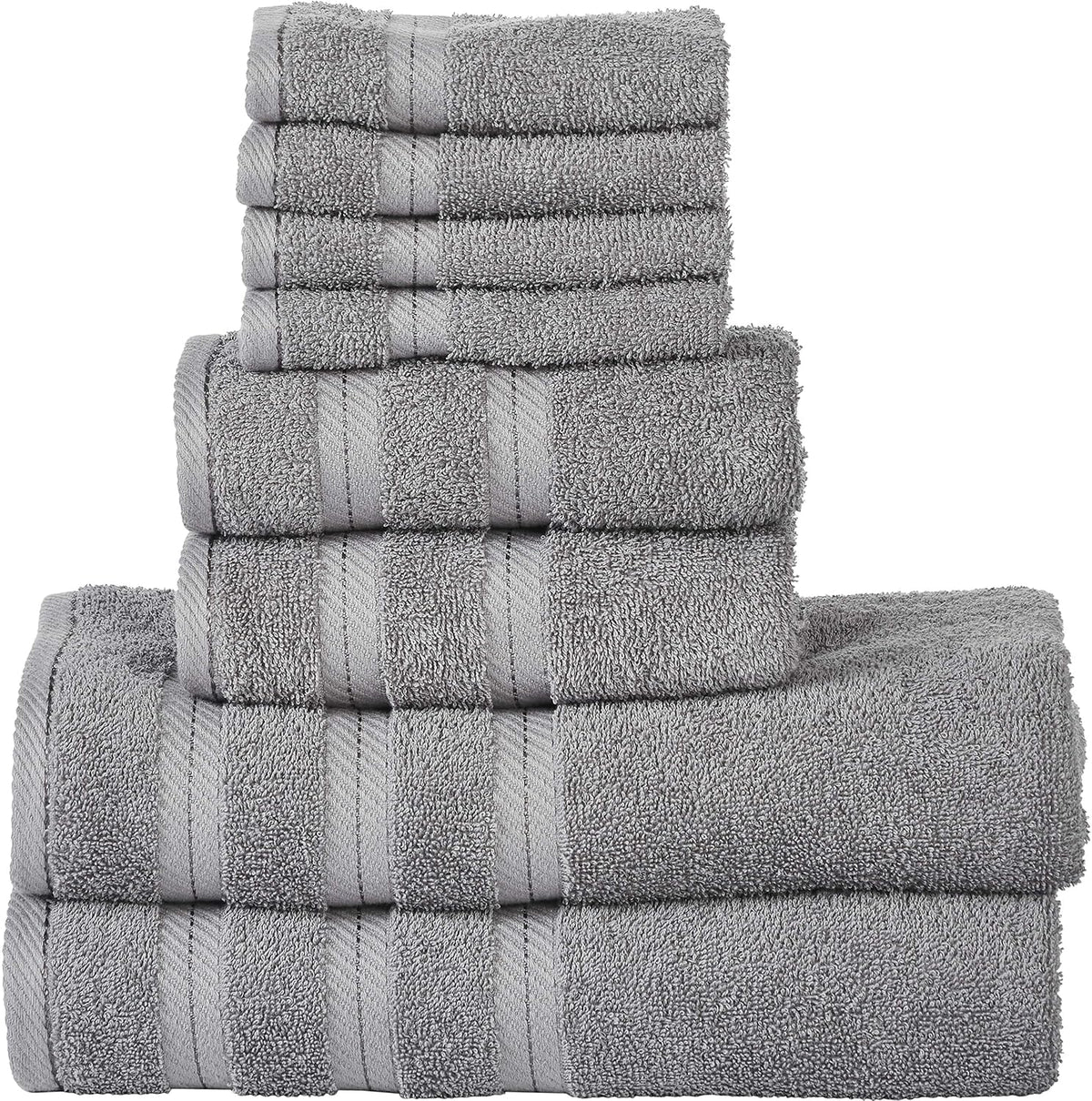 Senses By Riba 2 Bath + 2 Hand + 4 Face Cloths Towel 1.6 Kg (Dark Grey) - Pack Of 8