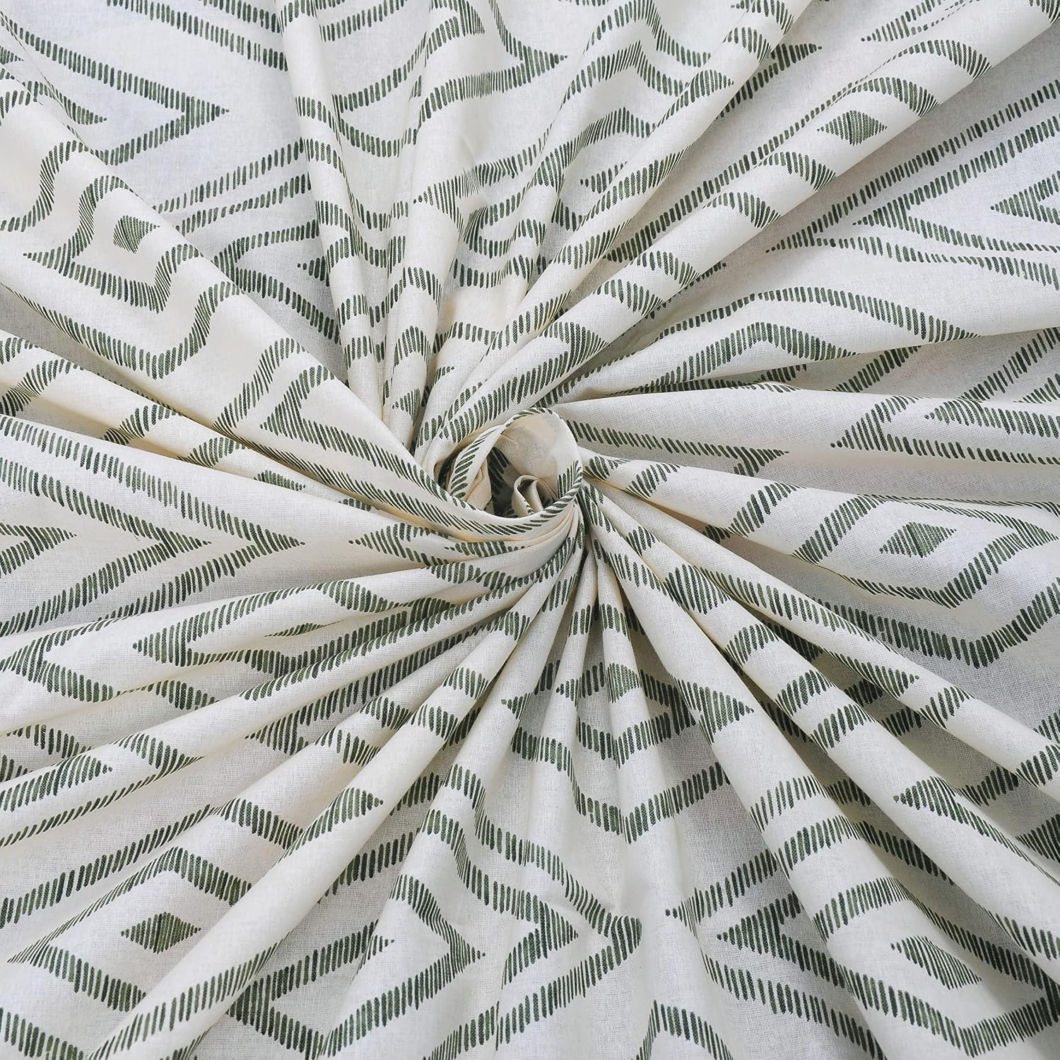 Super King Size Bedsheets 108 X 108 Inches With 2 Pillow Covers, White & Sage Green | Lightweight & Breathable Cotton Bedsheet