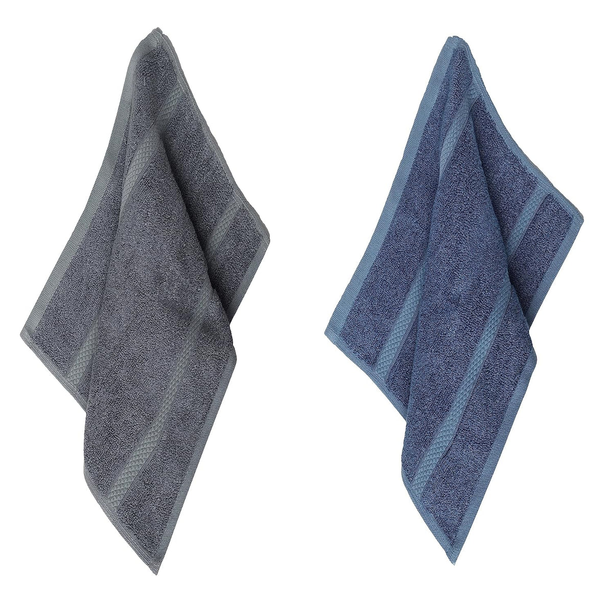 Velve 100% Bamboo Hand Towel 600 Gsm | Premium Small Towels For Gym & Everyday Use | Ultra Soft, Absorbent | Royal Blue & Grey (Set Of 2)