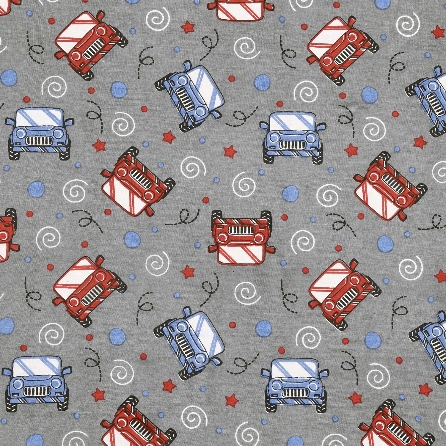 Pure Cotton Kids Bedsheet Double Bed Queen Size With 2 Pillow Covers | 90 X 100 Inches, Grey & Red | Fun Cartoon Theme, Soft & Breathable Fabric