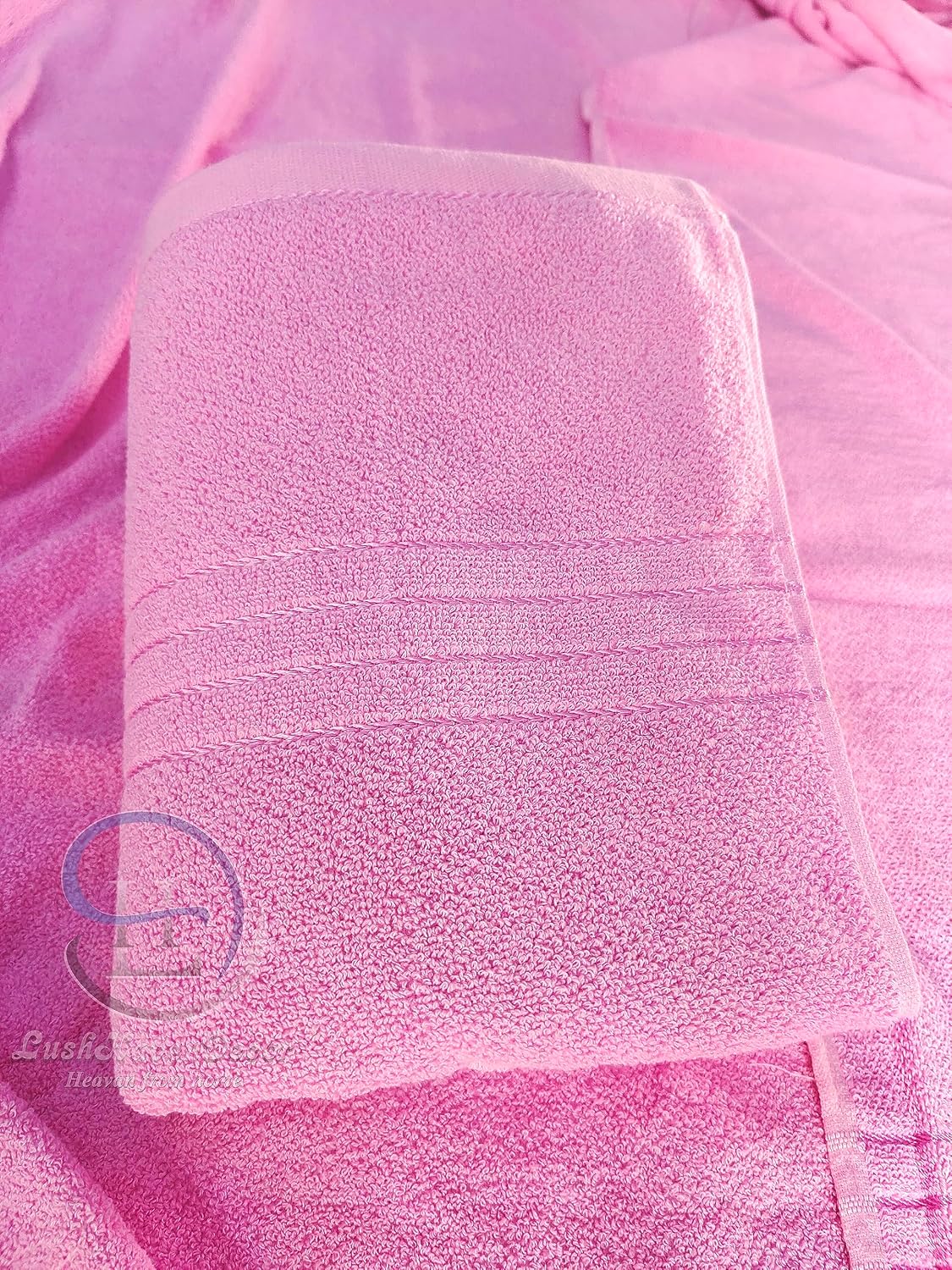 Lush Haven Decor Large Bath Towel 500 Gsm | 100% Pure Cotton Full Size Xxxl Ultra Soft (Pink)