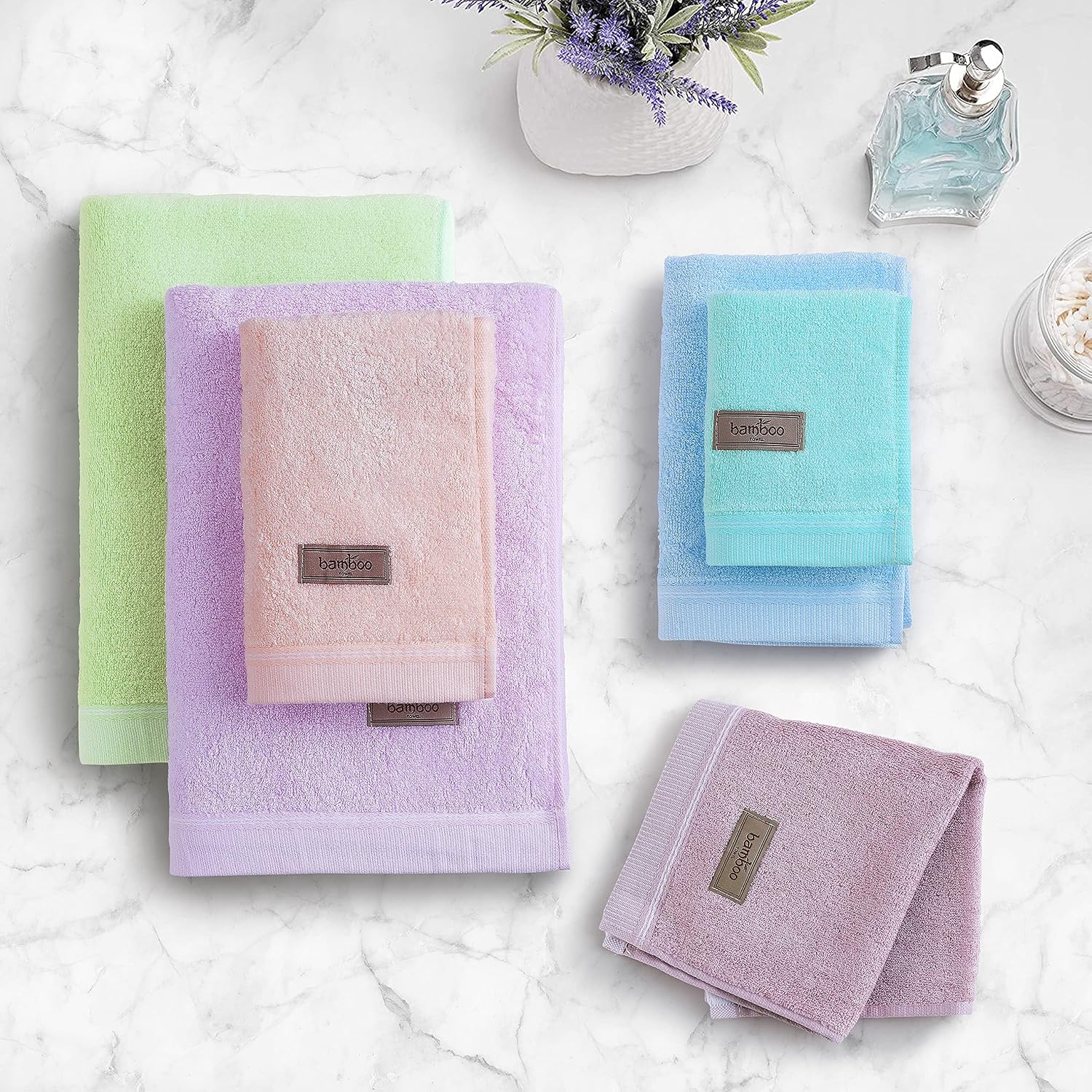 Spread Spain 100% Bamboo Face Towel 360 Gsm | Ultra Soft Absorbent, Quick Dry Towels For Facewash, Gym, Sports, Travel, Suitable For Acne Prone Skin | Pack Of 2 (Lavender)