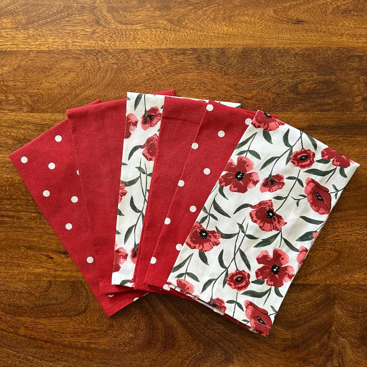 Oak & Lily 100% Cotton Kitchen Napkins Dish Towels 450 Gsm | Premium European Quality Washable, Large Size Kitchen Cloth For Roti, Cleaning, Drying | Red (Set Of 6)