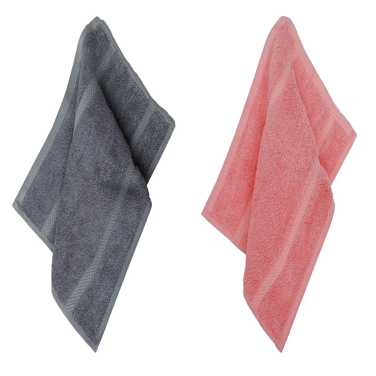 Velve 100% Bamboo Face Towel 600 Gsm | 2x Softer & Absorbent Than Cotton Towels | Skin Friendly With Non-Toxic Colors (Grey & Pink)- Pack Of 2