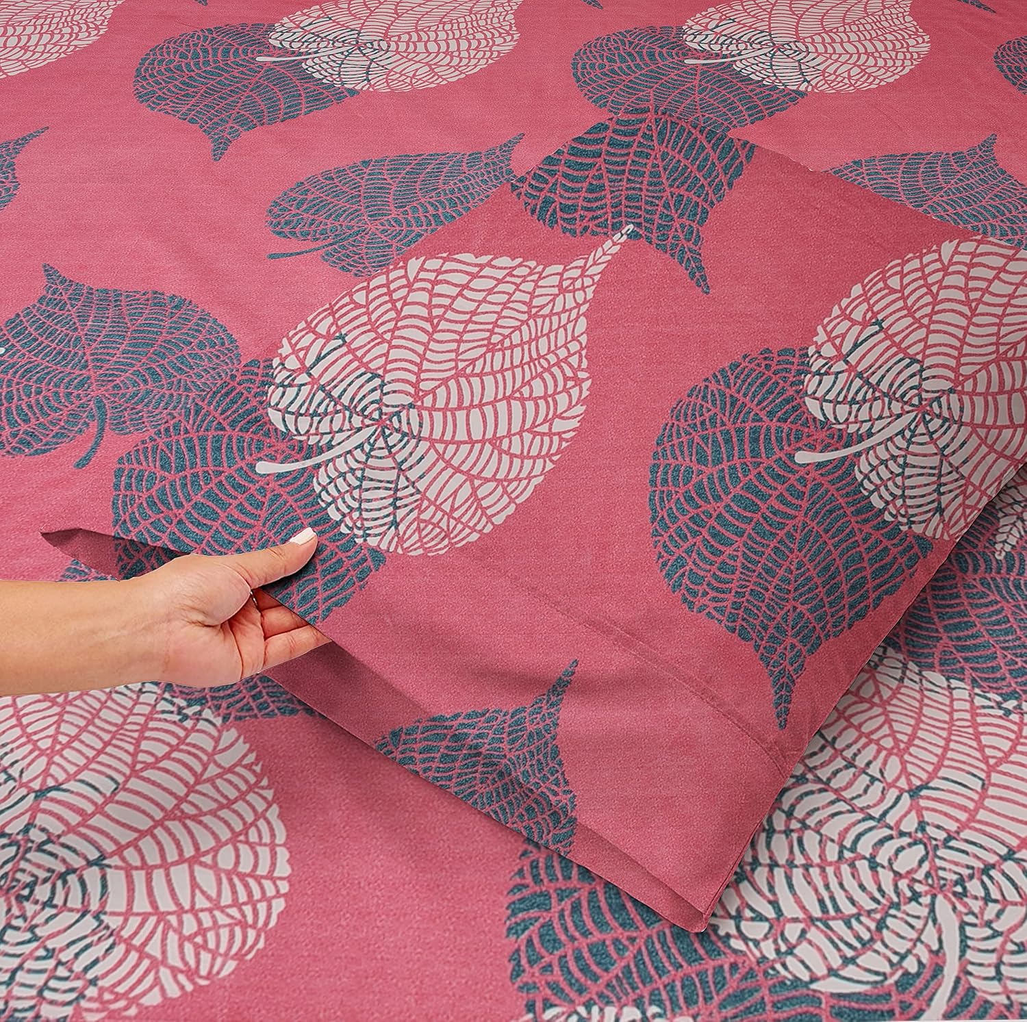 Microfiber Flat Double Bedsheets With 2 Pillow Covers - 88 X 90 Inches, Pink & Grey | Double Bed Breathable & Wrinkle Free - Perfect Gift For Wedding, Anniversary
