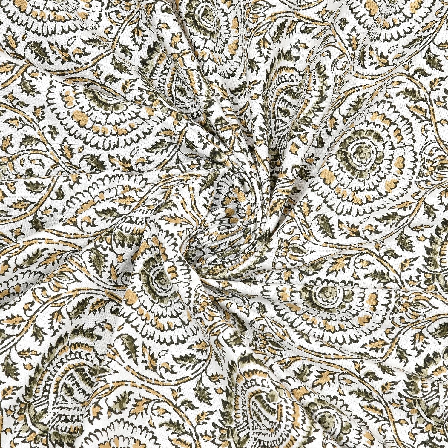 100% Cotton King Size Bedsheet For Double Bed With 2 Pillow Cover - 108 X 108 Inches, Mustard & White | Extra Soft & Wrinkle Free | Perfect Gifting Wedding, Housewarming Or Festival