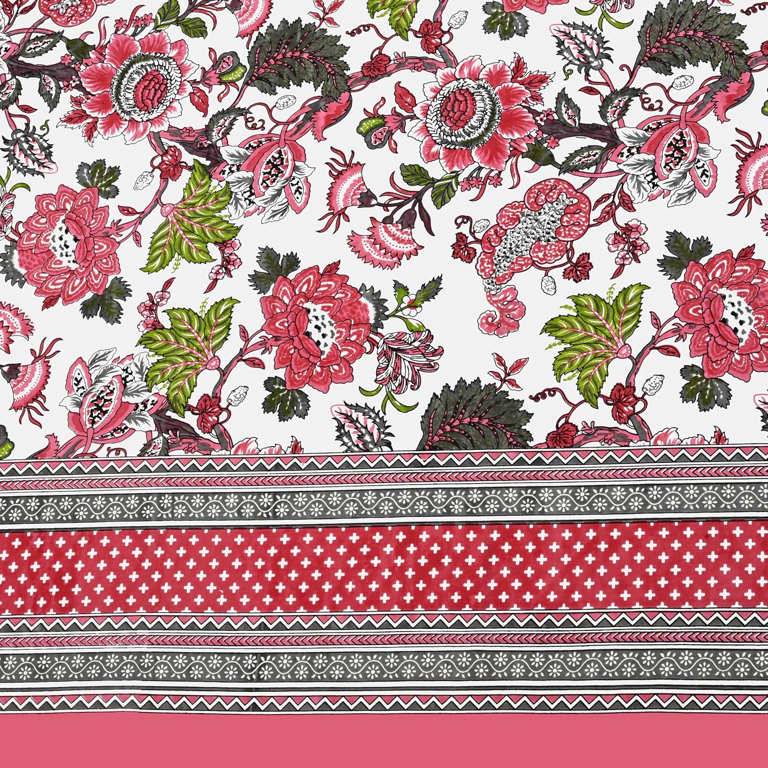 Traditional Rajasthani Design Bedsheet With 2 Pillow Covers - 90 X 108 Inches, Rose Pink | Color Fade Resistant & Shrinkage Resistant For All-Season Use