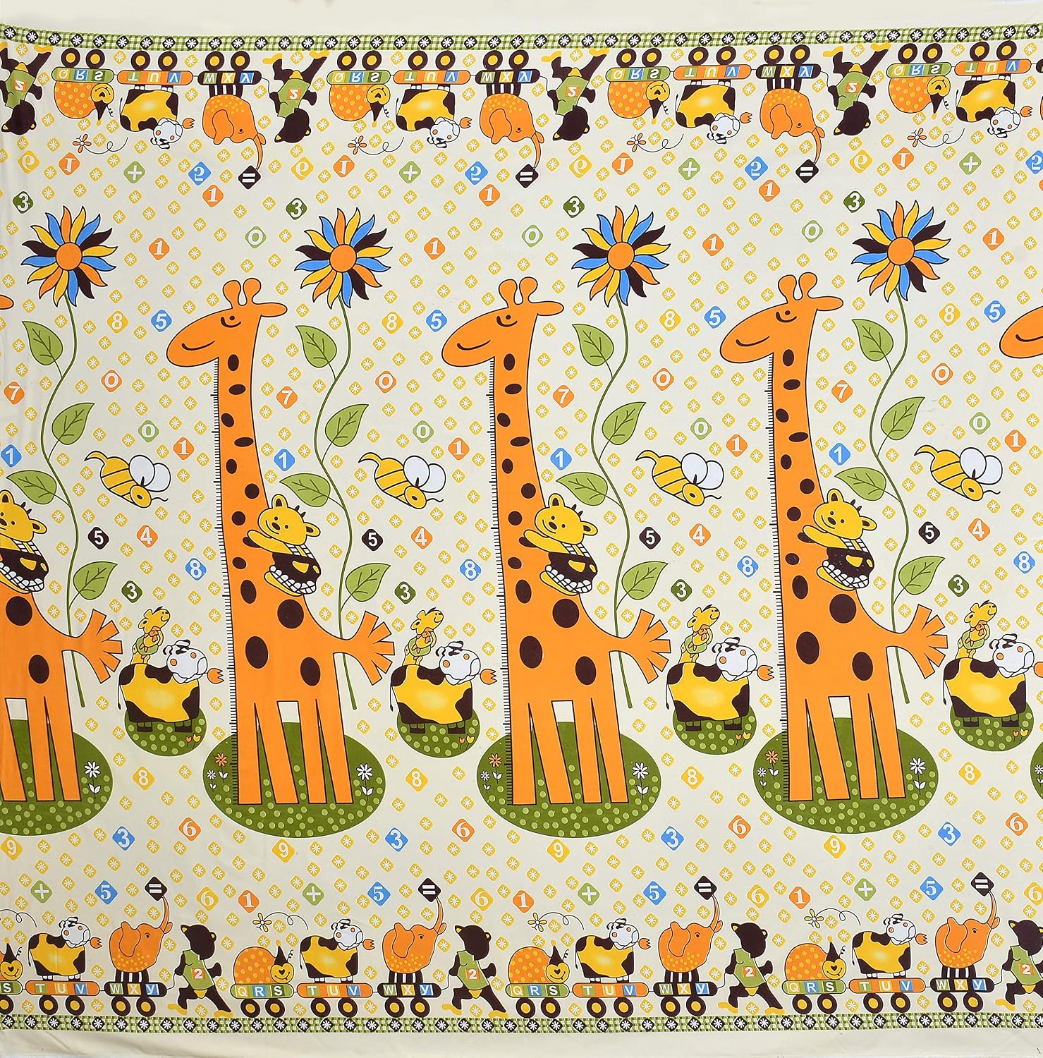 Kids 1 Double Bedsheet For King Size With 1 Pillow Covers - 72 X 78 X 10 Inches, Multicolor | Cotton Feel All Around Elastic Fitted Bedsheet