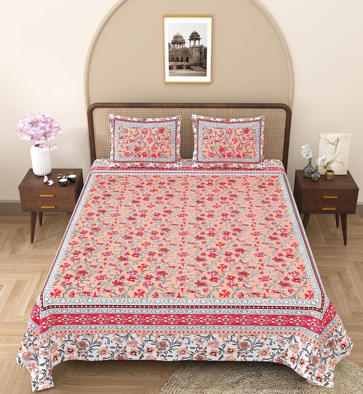 King Size Bedsheet With 2 Pillow Cover - 90 X 108 Inches, Multicolor | Light Weight & Easy To Wash At Home | Resistant For An All-Season Use