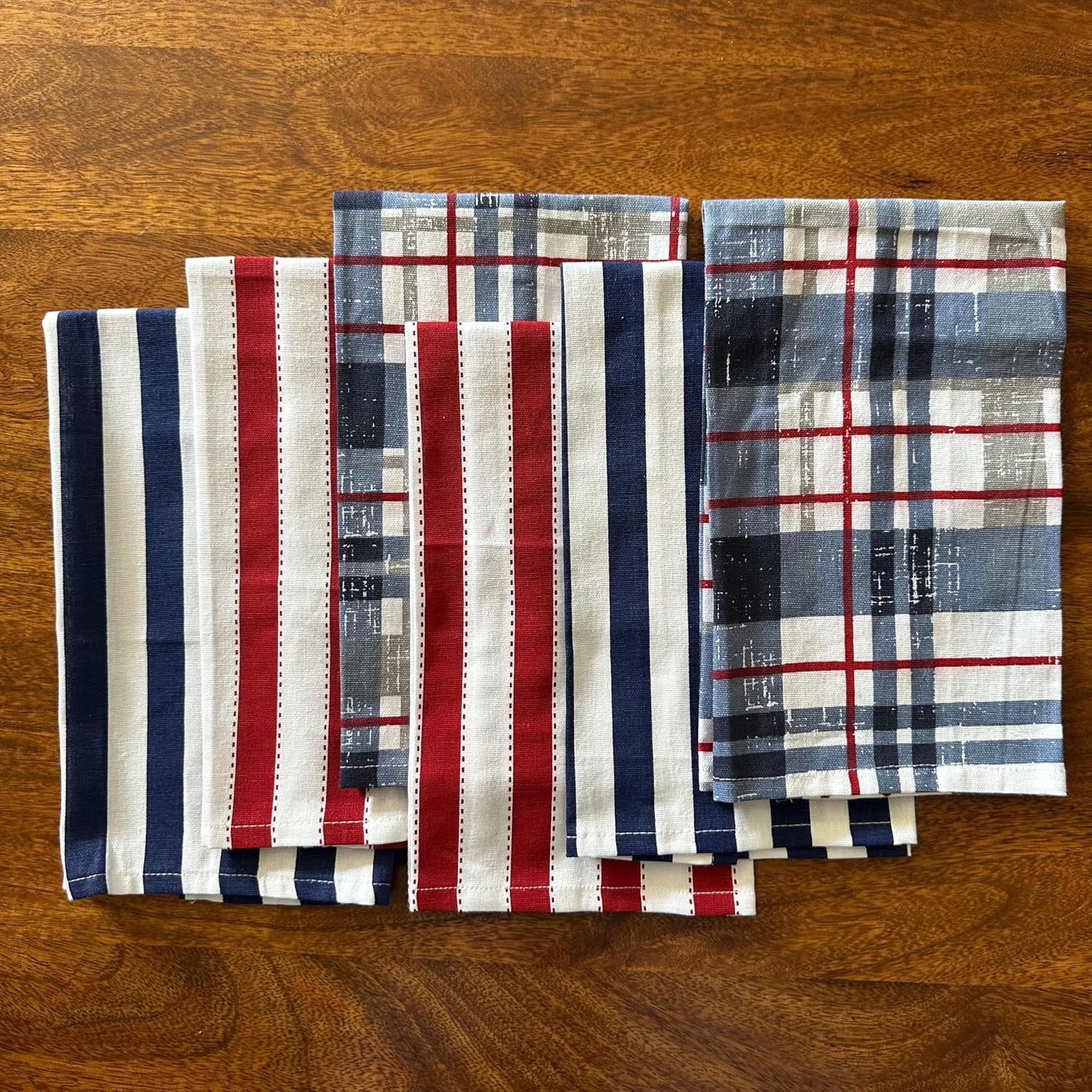 Oak & Lily 100% Cotton Kitchen Napkins Dish Towels 450 Gsm | Premium European Quality Washable, Large Size Kitchen Cloth For Roti, Cleaning, Drying | White & Grey (Set Of 6)