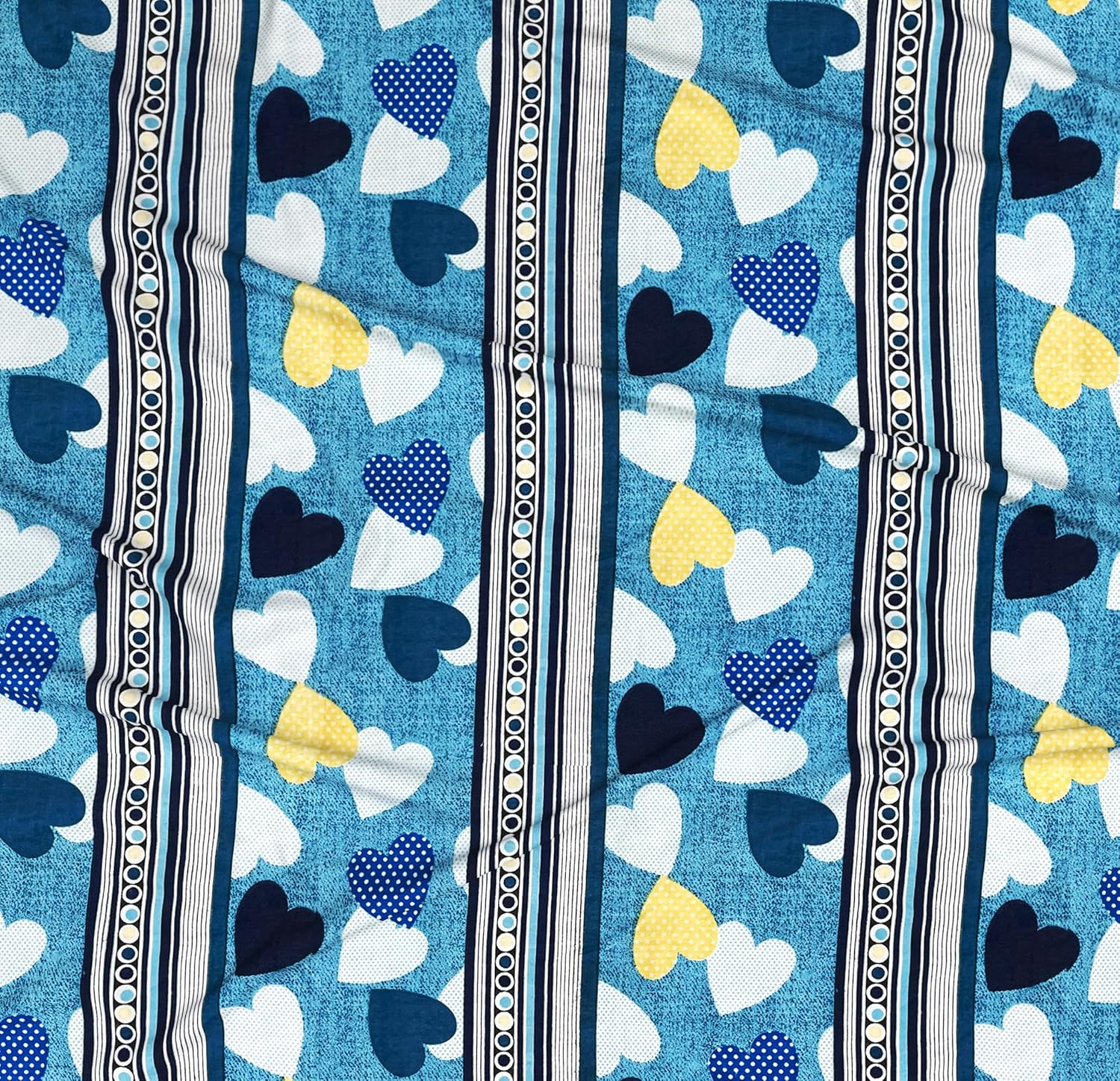 100% Cotton Double Bedsheet Set With 2 Pillow Covers | 90 X 90 Inches, Blue & White - Lightweight & Breathable, Perfect For All Seasons