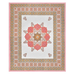 Traditional Rajasthani Cotton Bedsheet For King Size With 2 Matching Pillow Cover | 90 X 108 Inches, Rose Pink & White | Soft & Comfortable Fabric