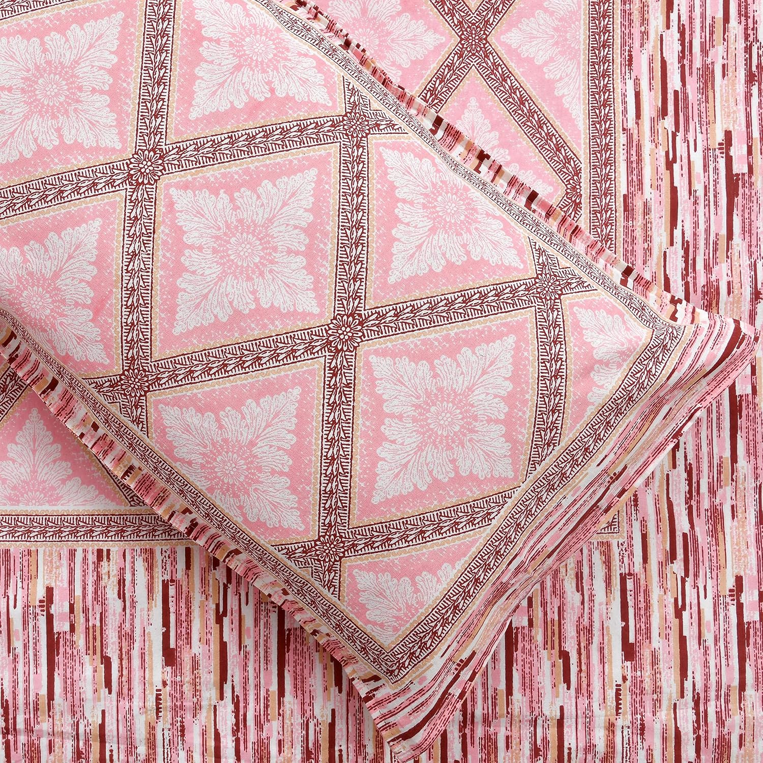 Jaipuri Bedsheet King Size With 2 Pillow Covers - 90 X 108 Inches, Orchid Pink | Luxurious Comfort & Breathability | Super Soft Breathable & Wrinkle Free