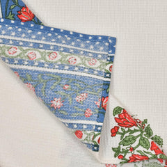 Easygoods Waffle Bath Towel Beautiful Pure Cotton Hand Block Printed Soft Water Absorbent Floral Printed Towels 250 Gsm (Water Blue)