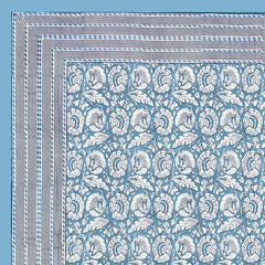 Pure Cotton King Size Bedsheet 2 Matching Pillow Covers | 100x108 Inches, White & Blue | Traditional Jaipuri Printed Bedsheet | Ideal Wedding Gift, Housewarming, Special Occasion Surprise
