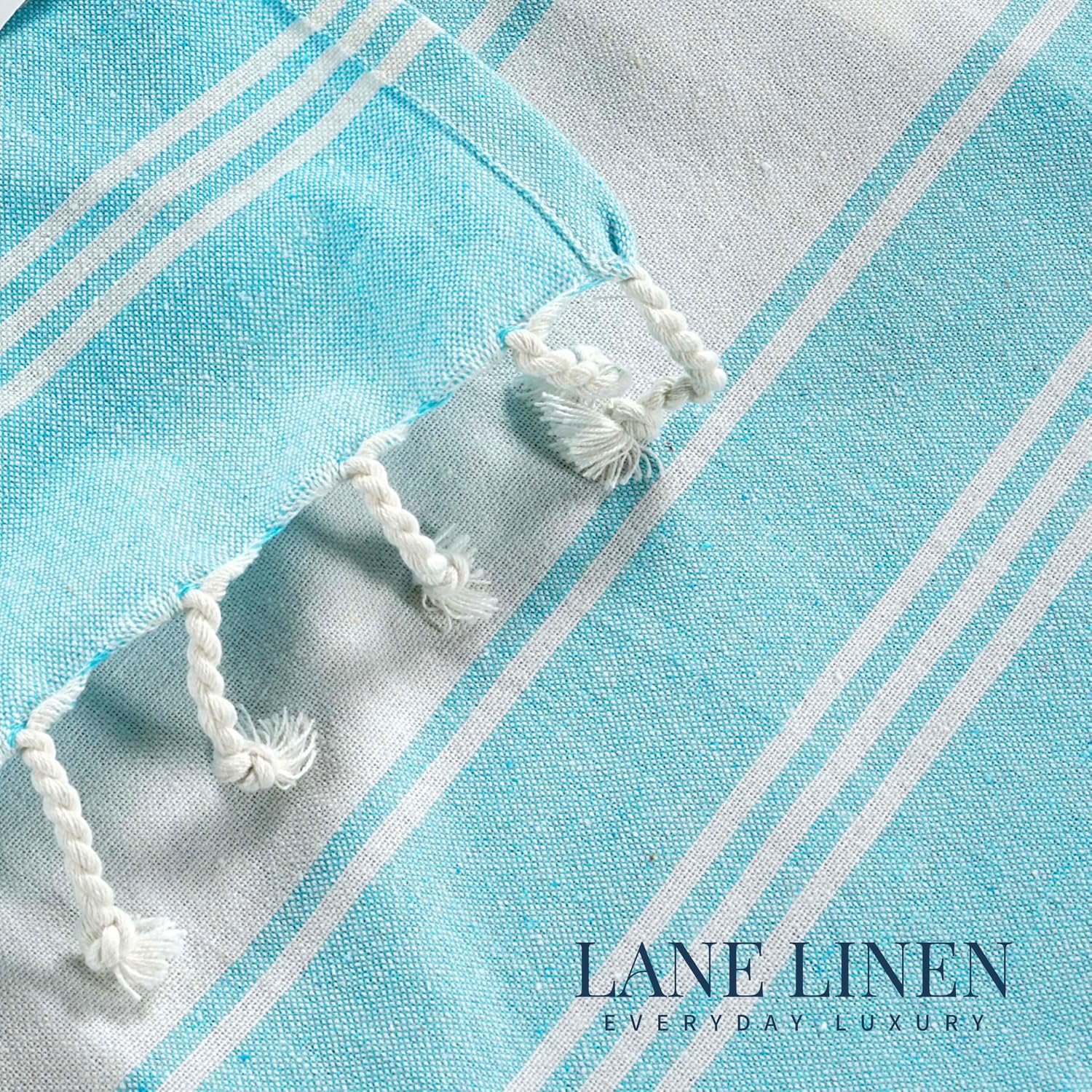 Lane Linen Turkish Beach Towels Extra Large 699 Gsm | Pre-Washed For Soft Feel Oversized Sand Free Quick-Dry Pool Towel - Aqua (Pack Of 2)