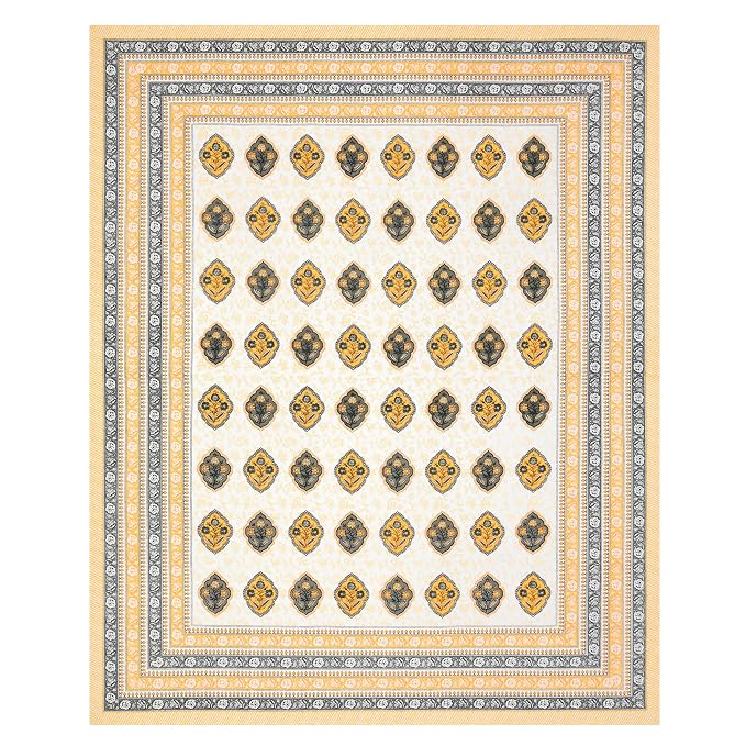 Traditional Hand Block Printed Cotton King Size Bedsheet With 2 Pillow Covers, 90 X 108 Inches, Yellow | Vibrant Bedding For Stylish Bedrooms