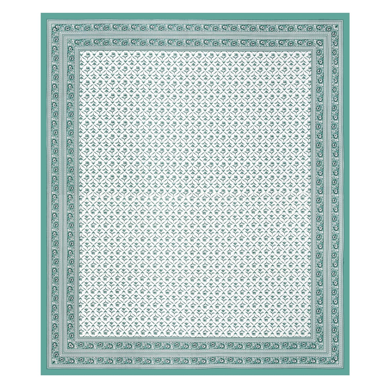 Cotton Queen Size Bedsheet For Double Bed With 2 Pillow Covers | 90 X 108 Inches, White & Green | Cotton Bedsheet Is Suitable For All Seasons | Ultra-Soft, Skin-Safe & Breathable Fabric