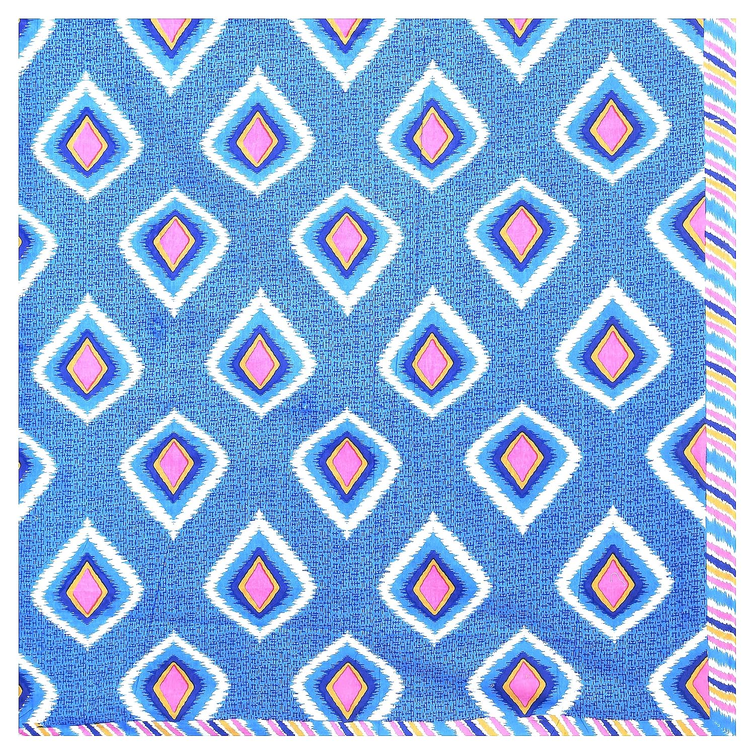 Cotton Double Bedsheet For King Size With Two Matching Pillow Covers - 90 X 100 Inches, Blue & Pink | Super Soft Breathable & Wrinkle Free
