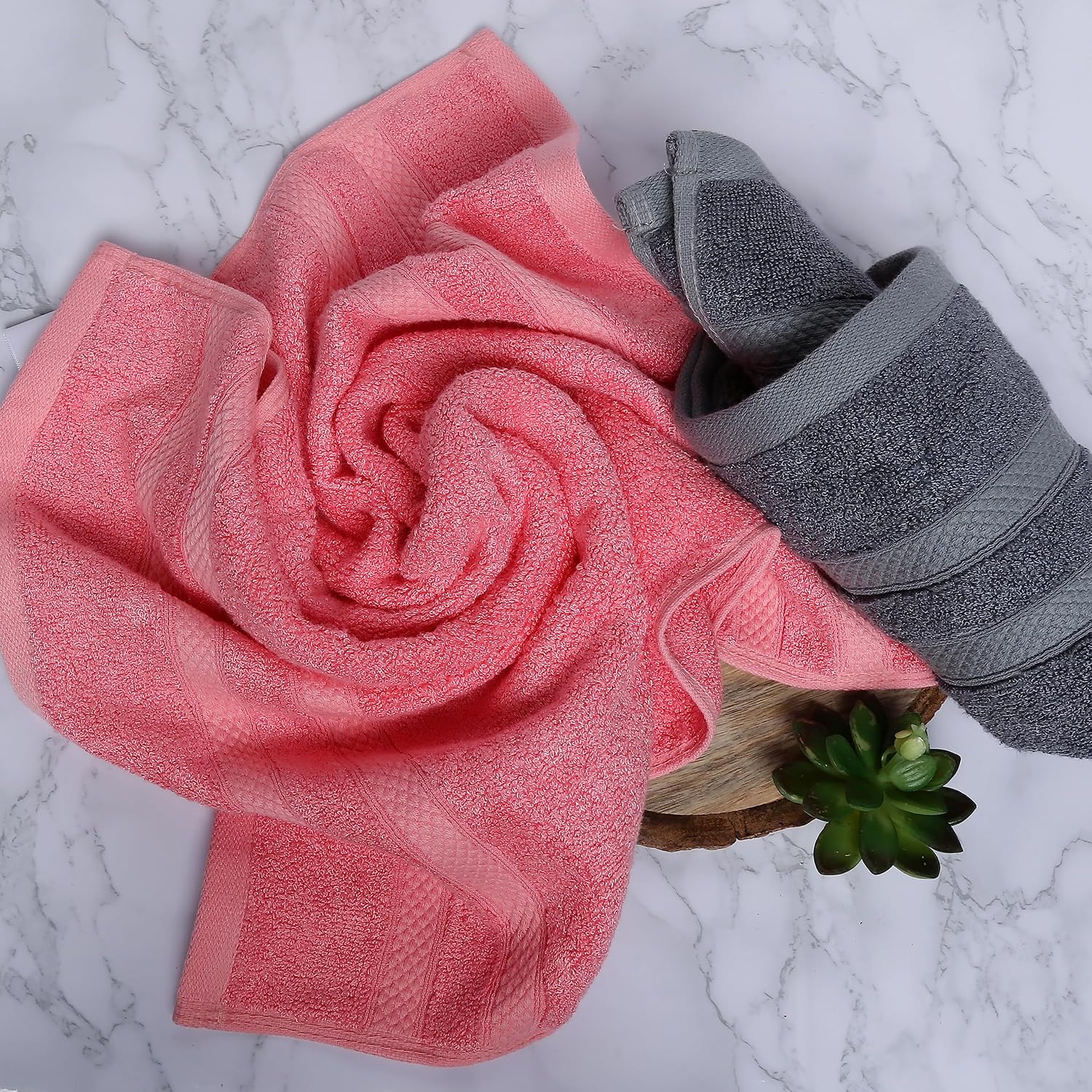 Velve 100% Bamboo Face Towel 600 Gsm | 2x Softer & Absorbent Than Cotton Towels | Skin Friendly With Non-Toxic Colors (Grey & Pink)- Pack Of 2