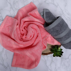 Velve 100% Bamboo Face Towel 600 Gsm | 2x Softer & Absorbent Than Cotton Towels | Skin Friendly With Non-Toxic Colors (Grey & Pink)- Pack Of 2