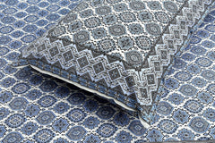 Traditional Rajasthani Design Bedsheet With 2 Pillow Covers - 90 X 108 Inches, Ocean Blue | Color Fade Resistant & Shrinkage Resistant For All-Season Use