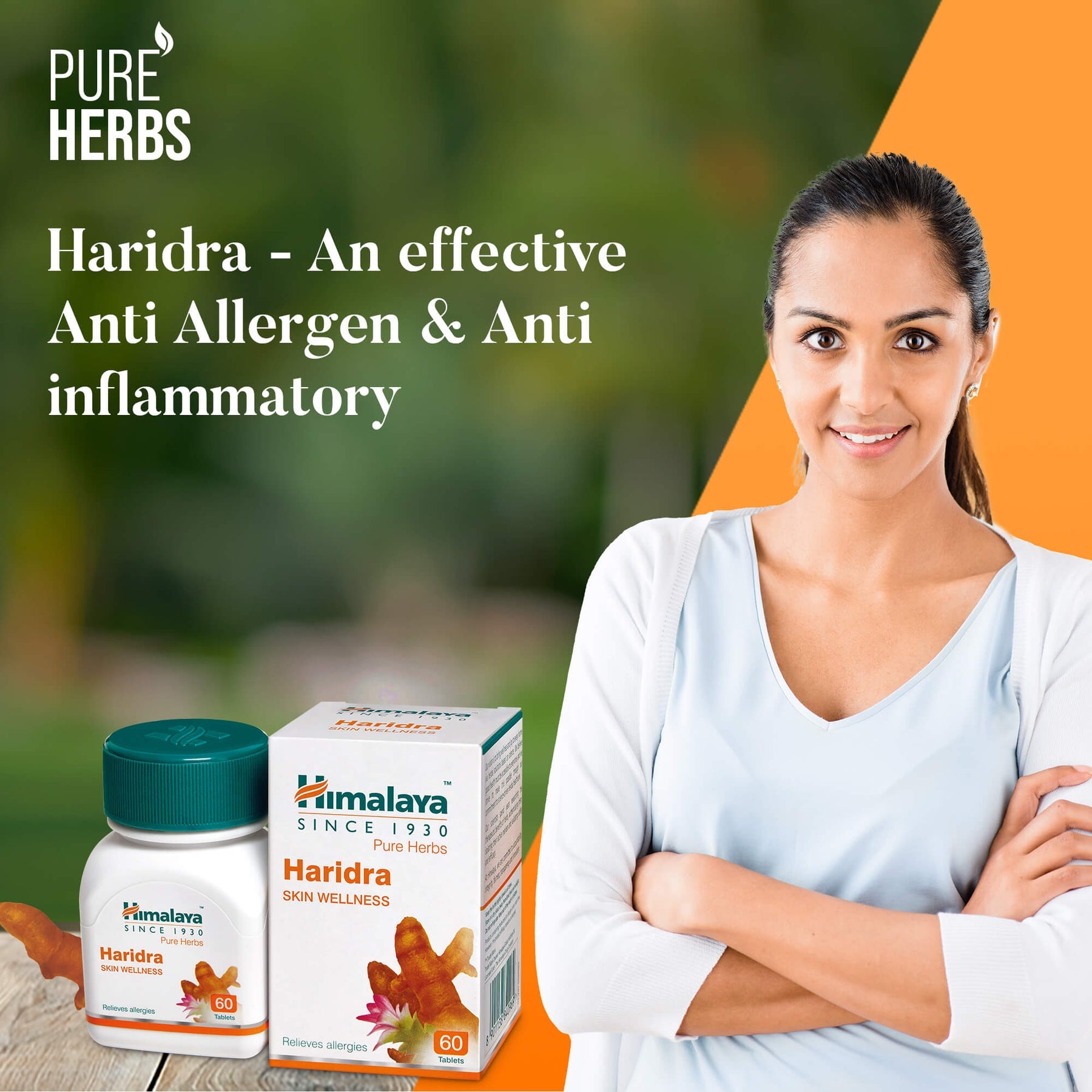 Himalaya Pure Herbs Haridra Skin Wellness Relieves Allergies, Reduces Oxidative Stress | 60 Tablets (Pack Of 2)