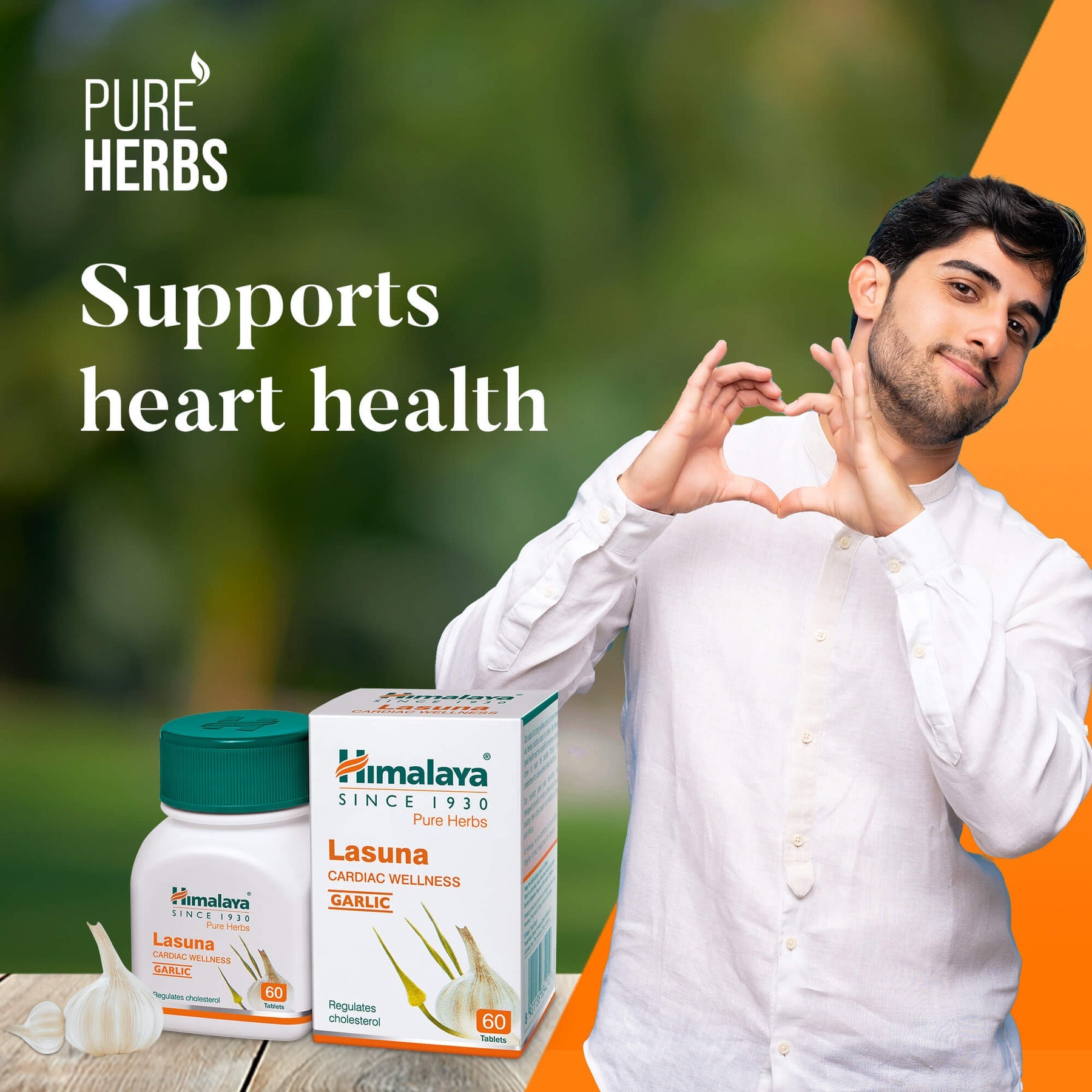 Himalaya Wellness Pure Herbs Lasuna Cardiac Wellness Tablets, For Healthy Cholesterol | 60 Tablets