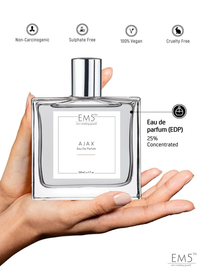 EM5 Ajax EDP Perfume For Men 50 Ml 1.7 Fl.oz. | Strong & Long Lasting | Woody Patchouli Rum | Luxury Gift For Men