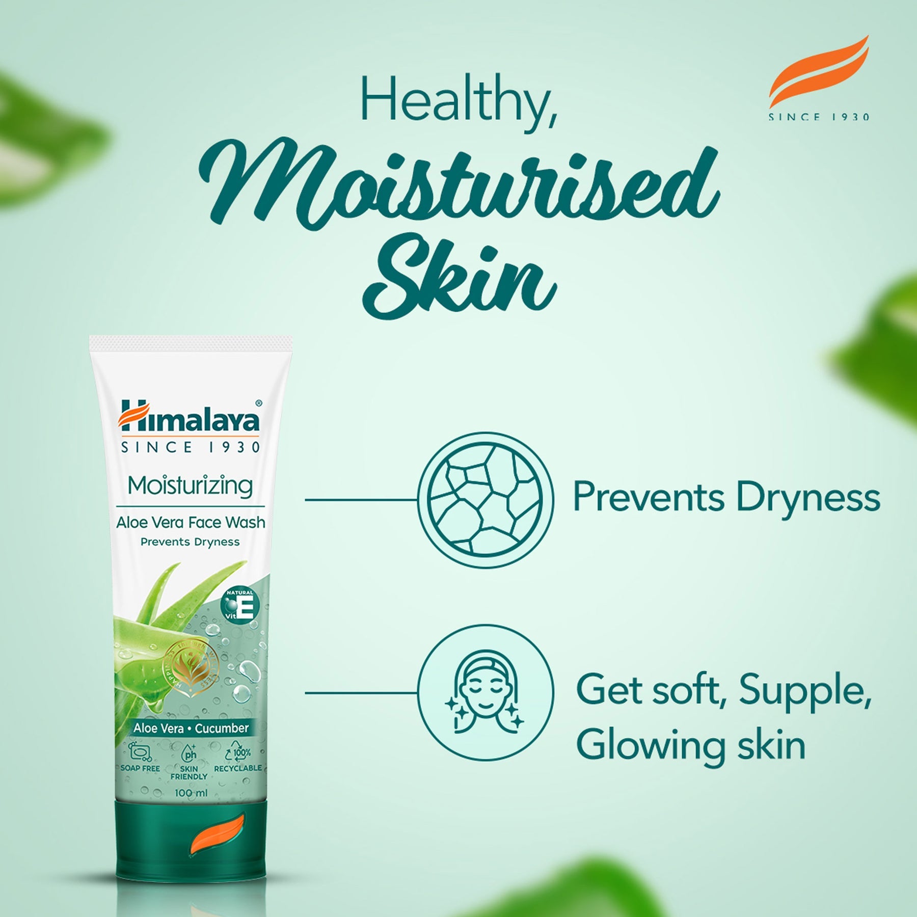 Himalaya Moisturizing Aloe Vera Face Wash, With Natural Vitamin E & Plant-Based Skin Conditioners | 100ml