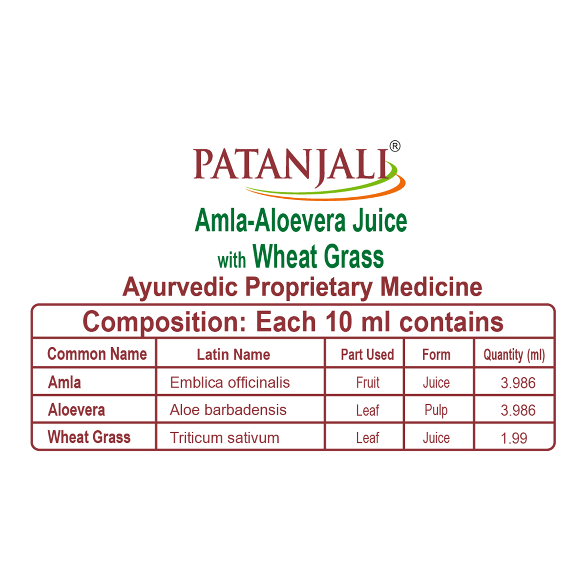 Patanjali Amla-Aloevera With Wheatgrass Juice 500ml