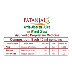 Patanjali Amla-Aloevera With Wheatgrass Juice 500ml