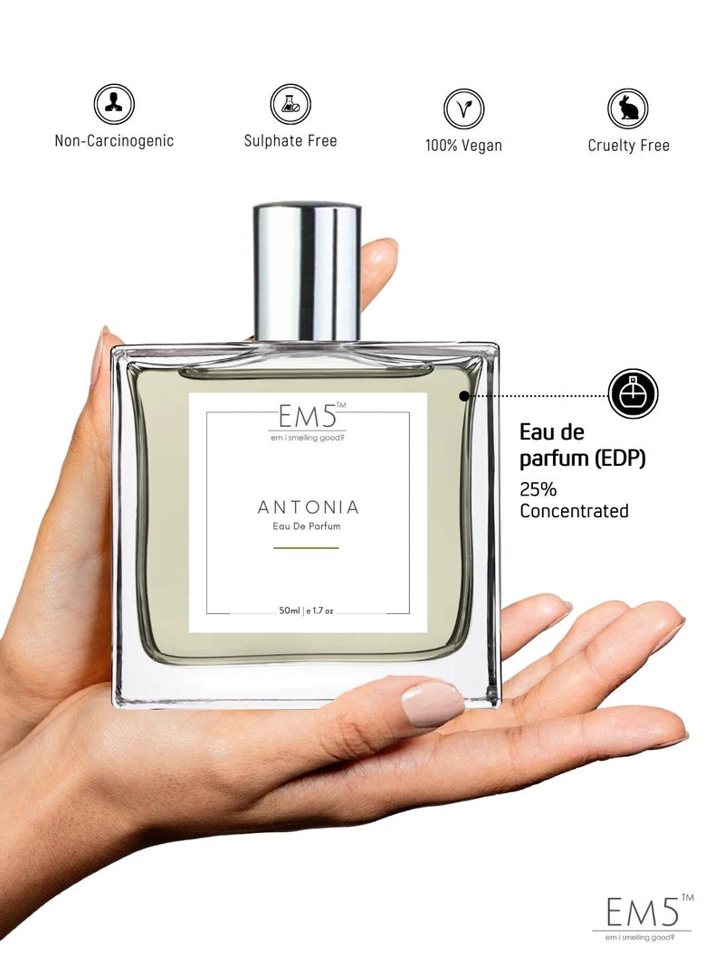 EM5 Antonia Eau De Parfum For Men 50 Ml 1.7 Fl.oz. | Strong And Long Lasting | Woody Earthy Spicy | Luxury Gift For Men