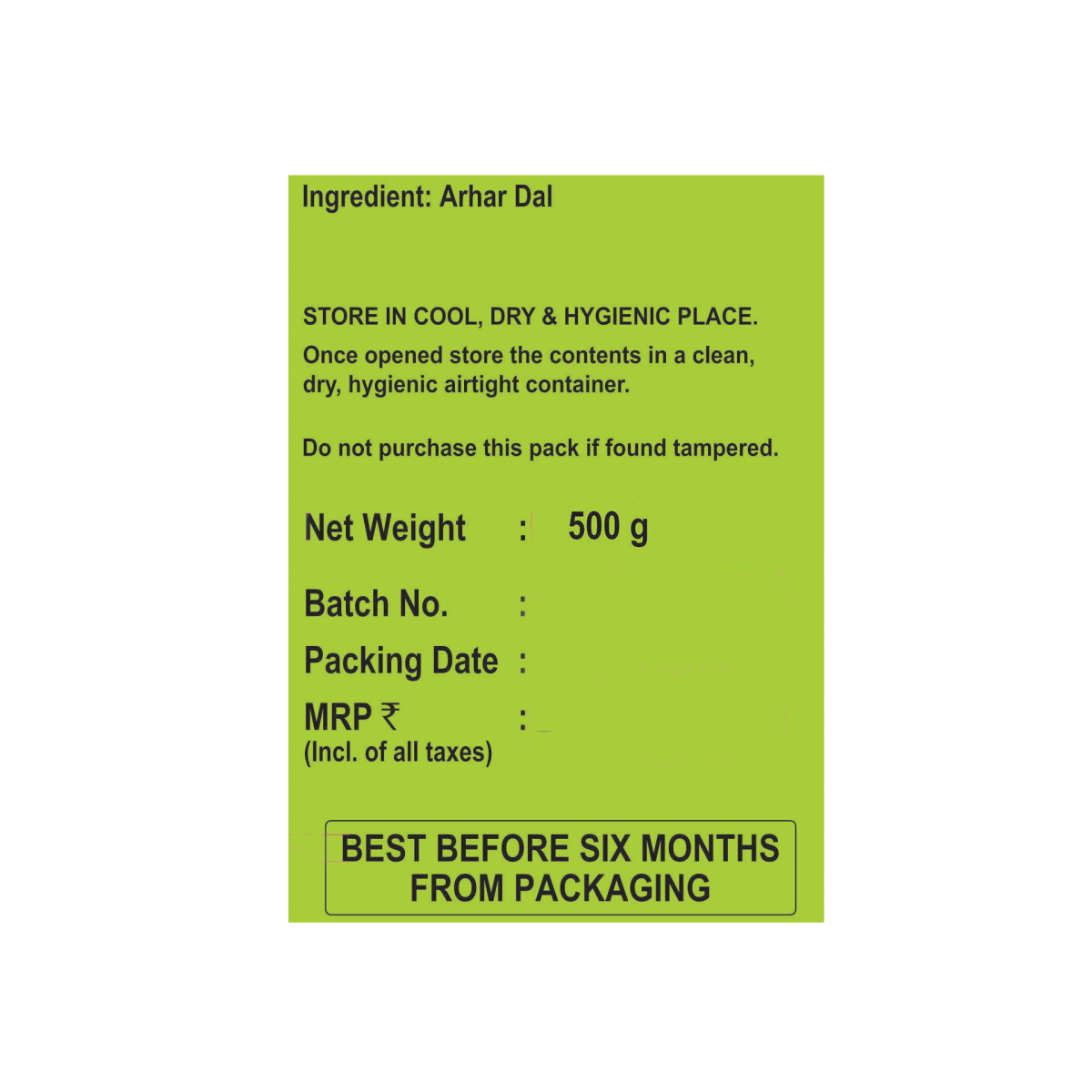Patanjali Unpolished Arhar Dal (Tuvar Dal) 500gm